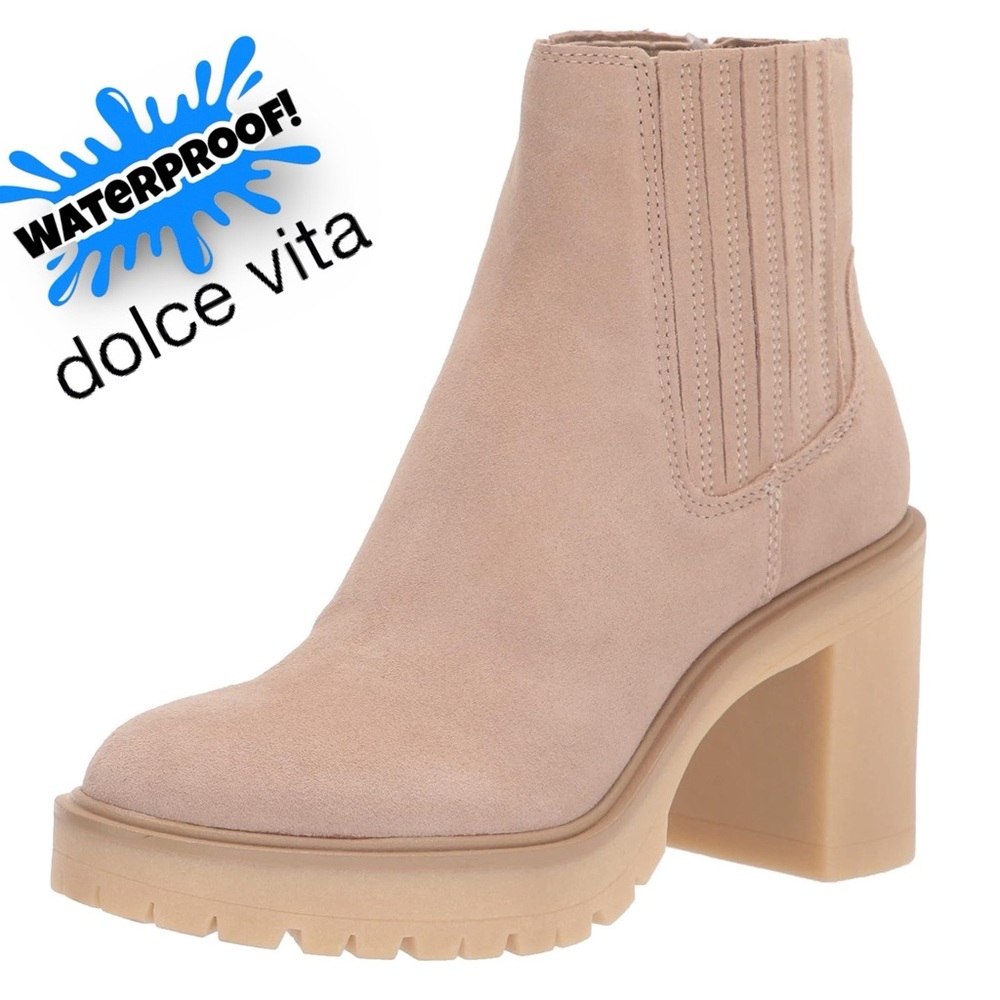 NWOB $160 Dolce Vita Caster H2O Waterproof Lug Sole Platform Bootie – Dune Suede
